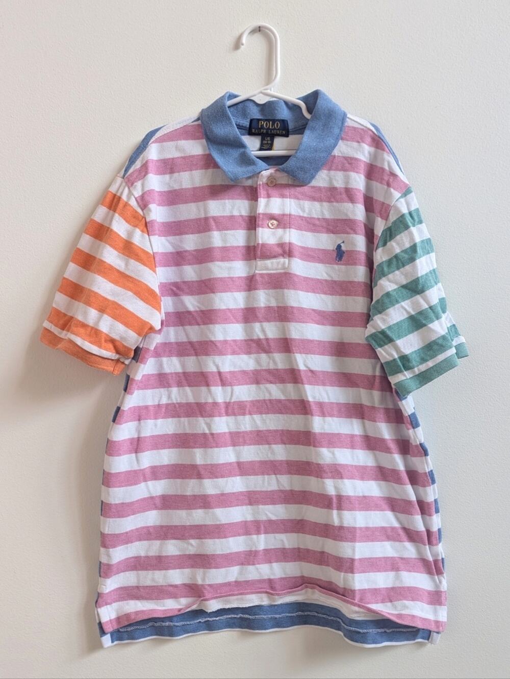 Polo Ralph Lauren Shirt Boys 14-16 Colorblock Stripe Preppy